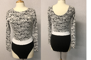 Low bodice lace overlay boatneck